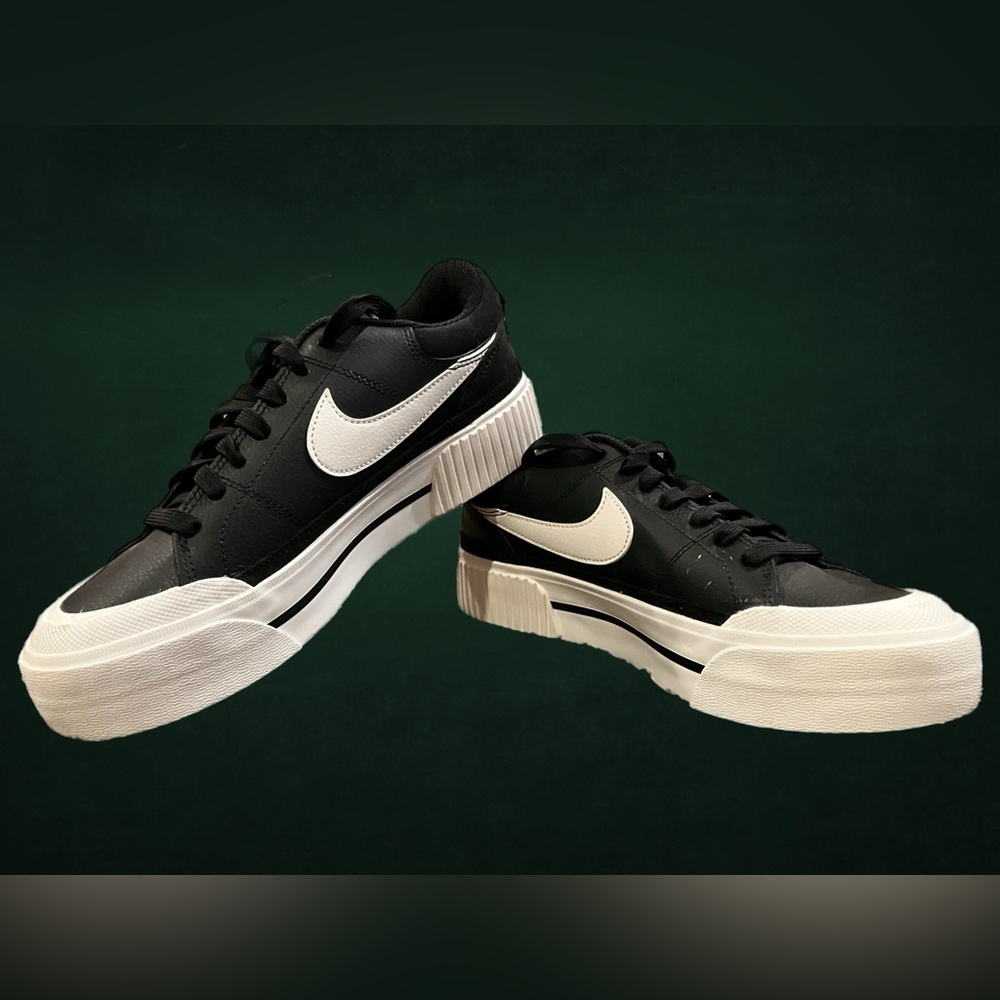 Nike Court Legacy Lift Platform Sneakers - Women’s Size 8.5 (Black and White)